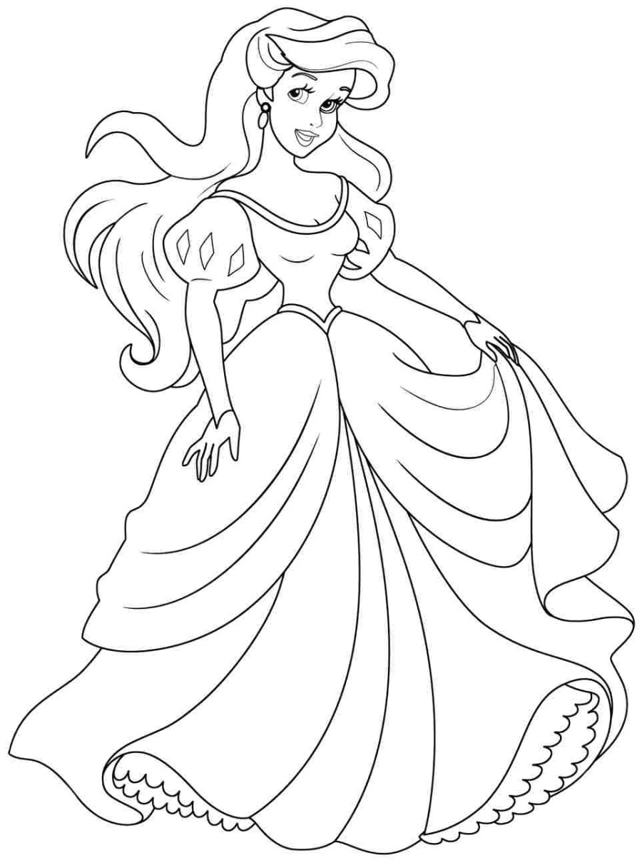 900x1209 Princess Ariel Dress Coloring Pages Coloring