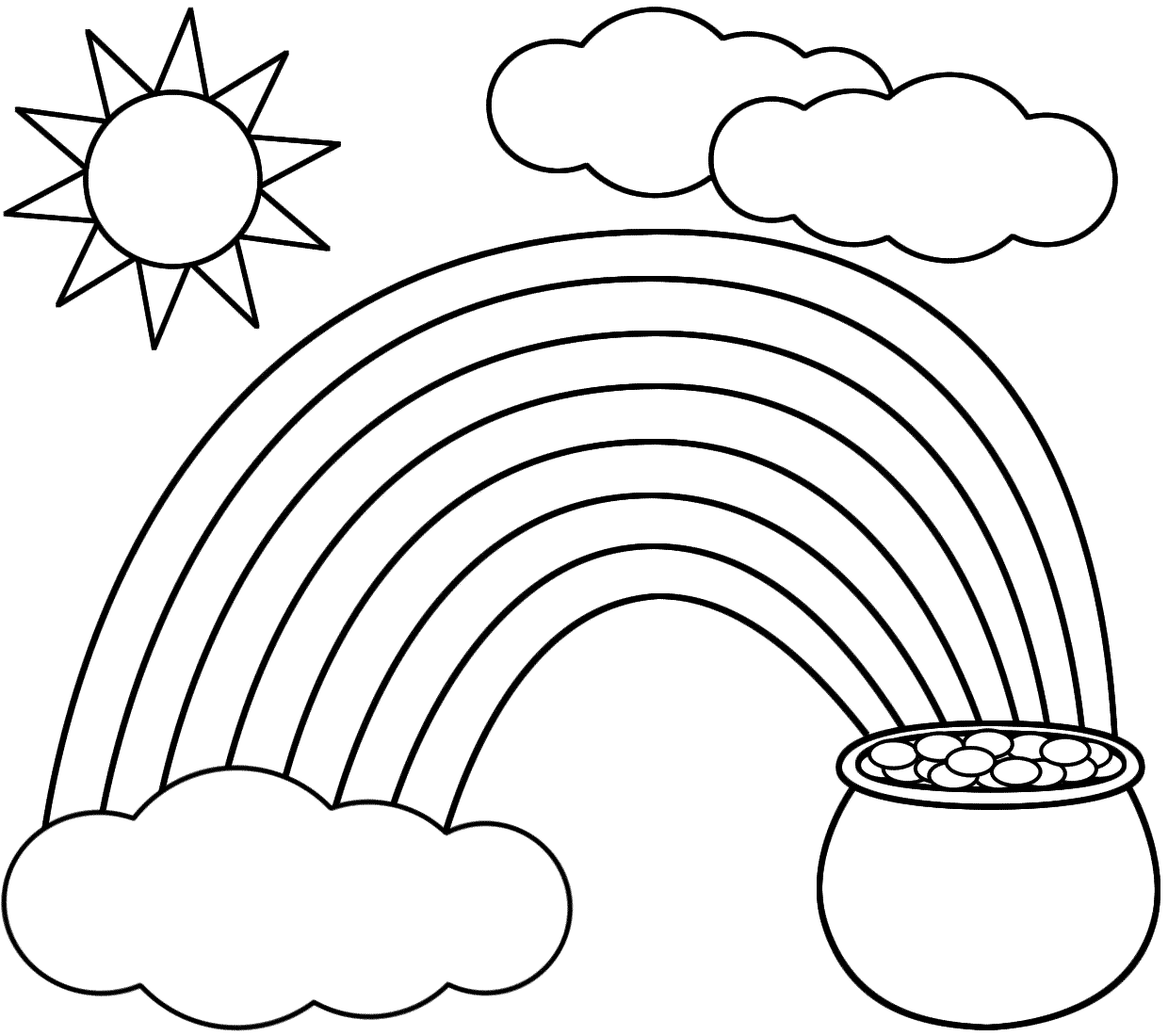 1240x1100 Rainbow Coloring Page ~ Kids Dream Of Rainbows With Pots Of Gold