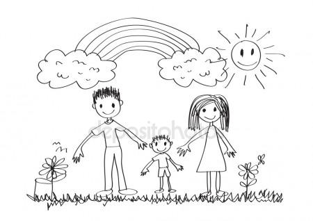 450x318 Kids Drawing. Family Stock Vector Primovich