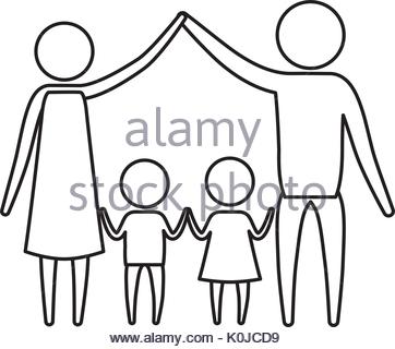 362x320 Sketch Silhouette Of Pictogram Parents Holding Hands Up