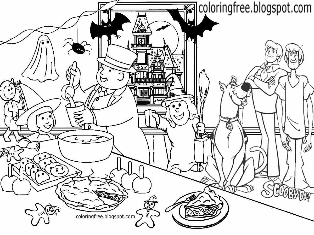 1200x900 Printable Scooby Doo Coloring Haunted Ghost Town Monster Drawing