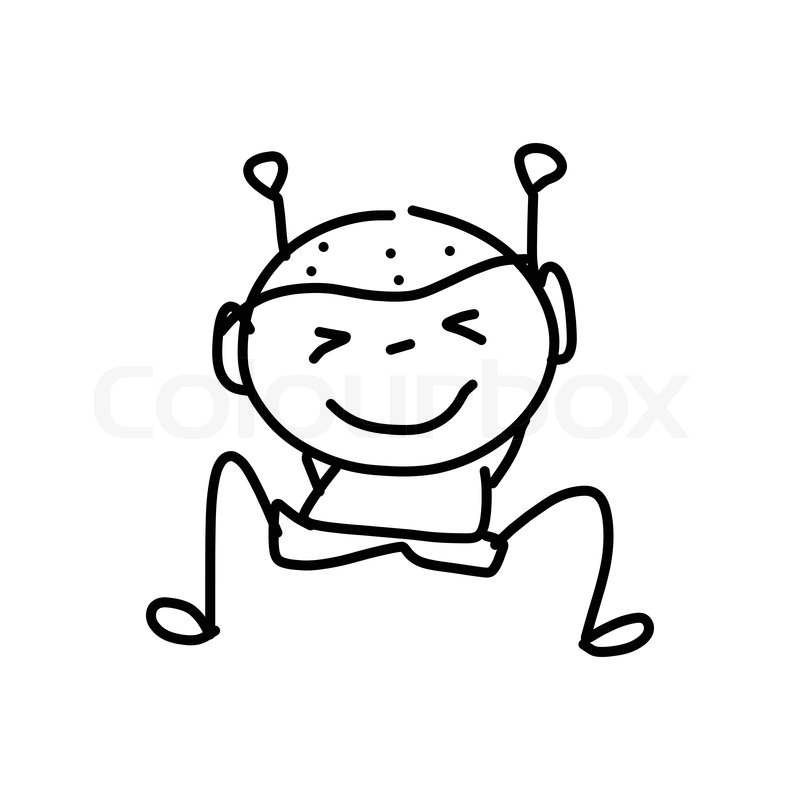 800x800 Hand Drawing Cartoon Character Happy Kids Playing Stock Vector