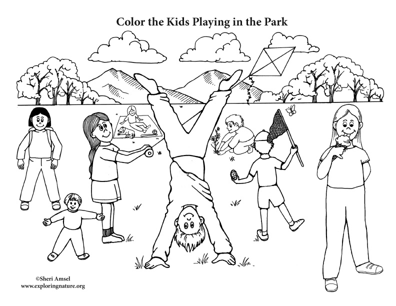 792x612 Kids Playing In The Park Coloring Page