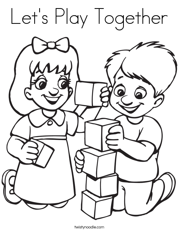 685x886 Let's Play Together Coloring Page