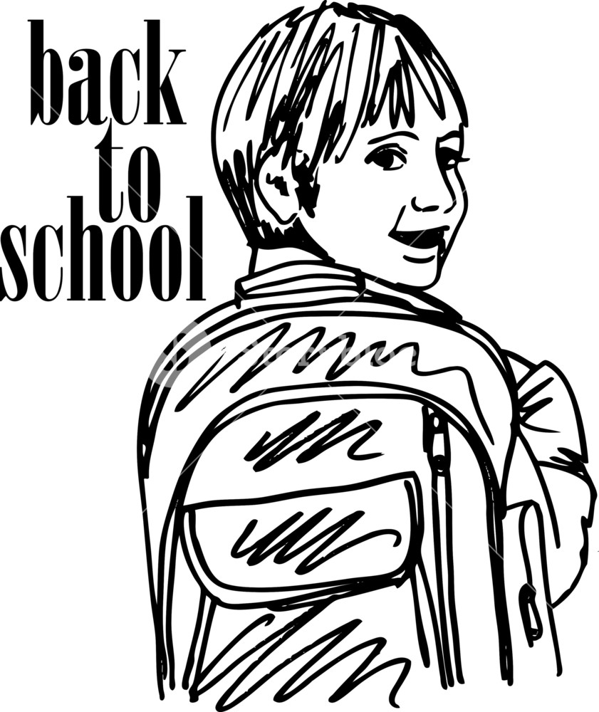 841x1000 Sketch Of School Kid Smiling. Vector Illustration Royalty Free