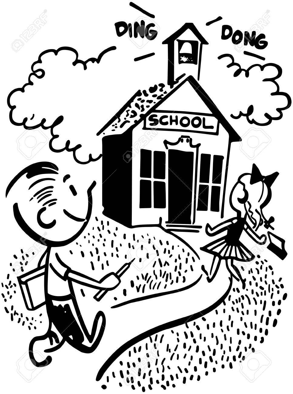 967x1300 Children Going To School Royalty Free Cliparts, Vectors, And Stock