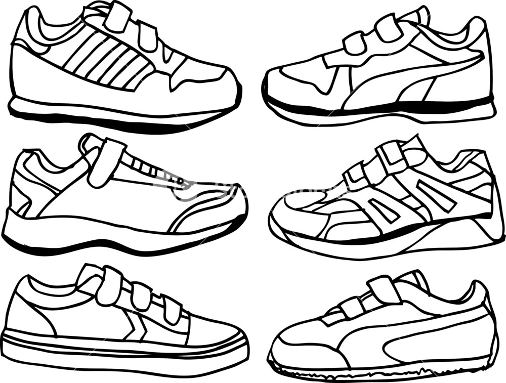 1000x757 Collection Of Kids Sports Shoes. Vector Illustration Royalty Free