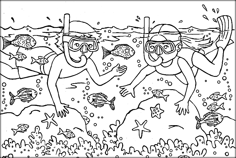 821x549 Kids Swimming Summer Printable Pages