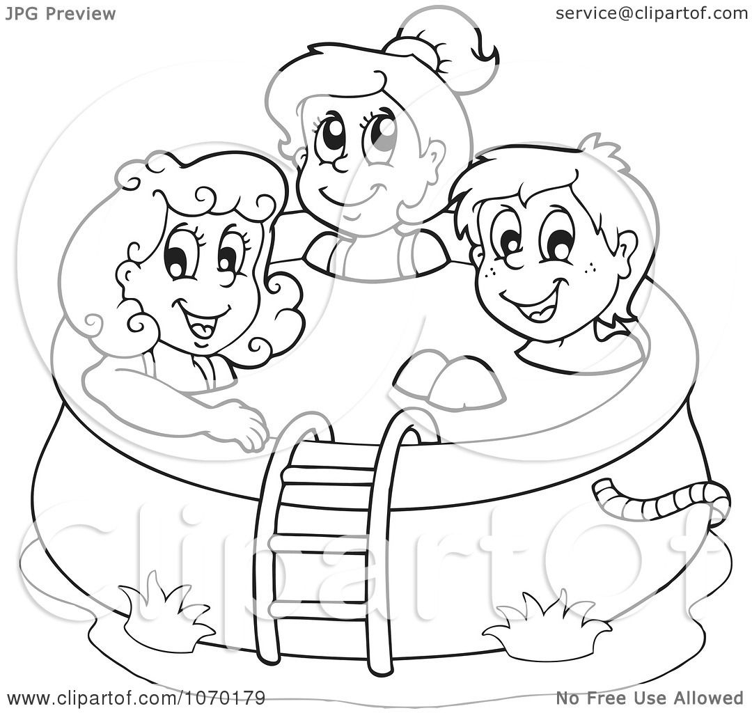 1080x1024 Clipart Outlined Kids In A Swimming Pool
