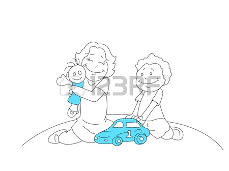 450x336 Drawing Of Kids Playing With Toys Royalty Free Cliparts, Vectors