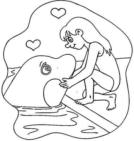 456x480 Killer Whale And Girl Coloring Page Free Printable Coloring Pages