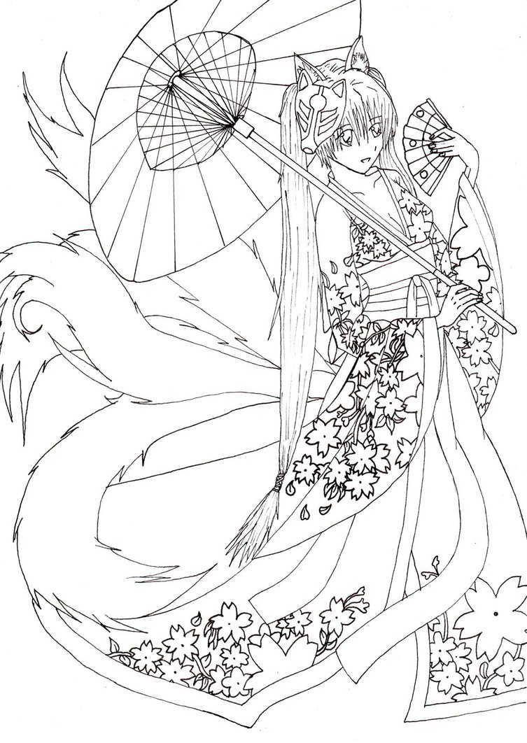 753x1062 Kimono Girl Outlines Dokomi 2015 Drawing Contest By Thanatosarts