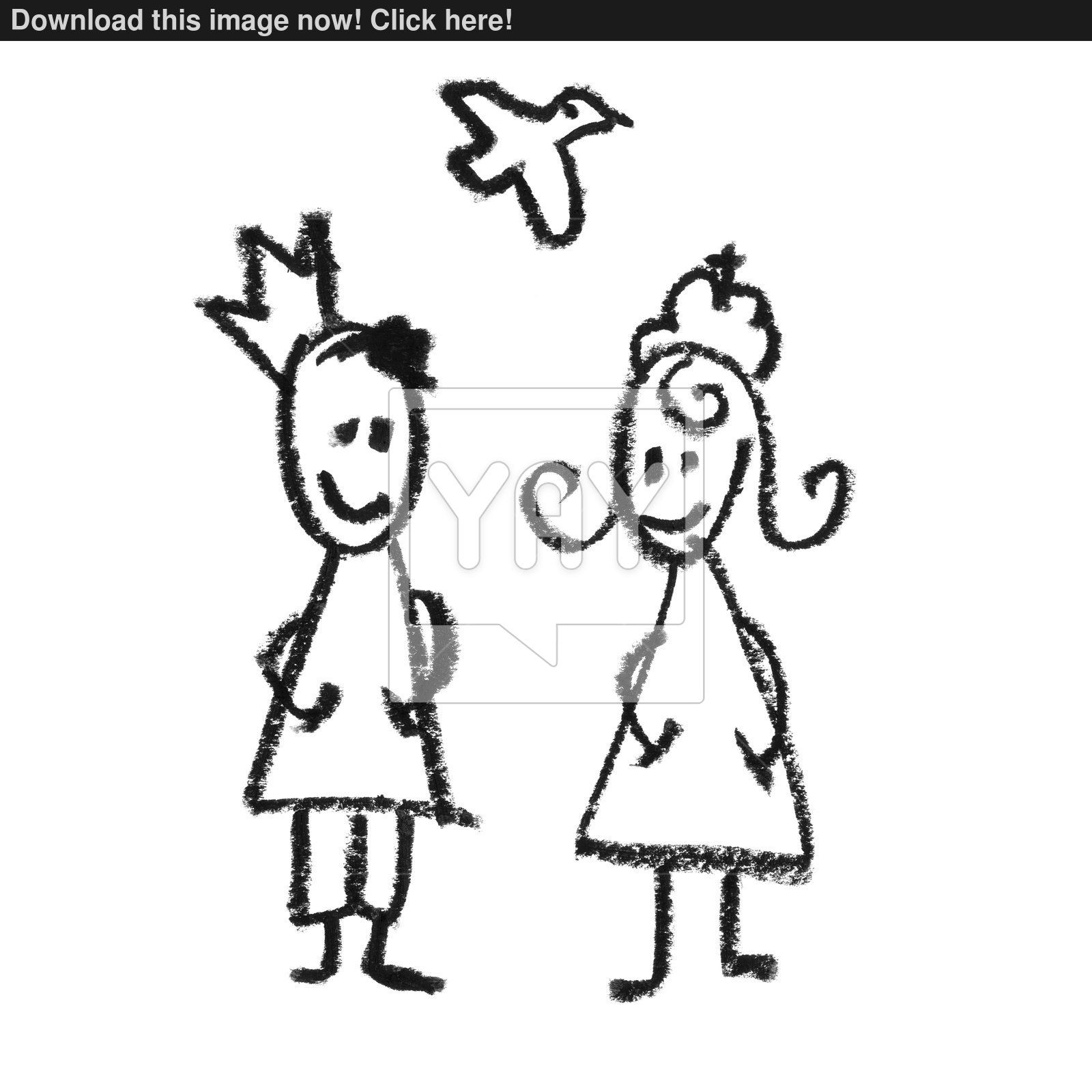 1600x1600 King And Queen With Flying Dove Doodles Drawing. Image