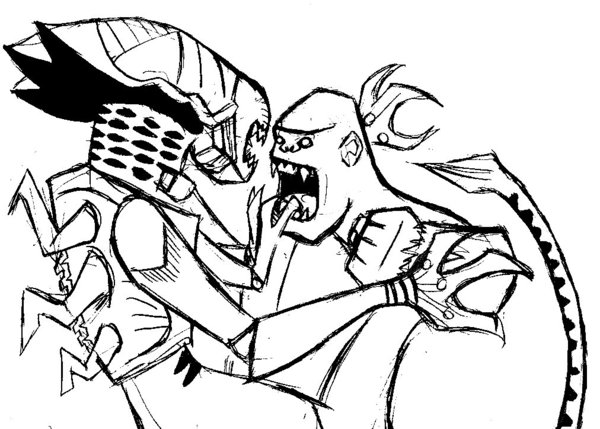 600x429 Alien Queen Vs. King Kong By Rixshaw