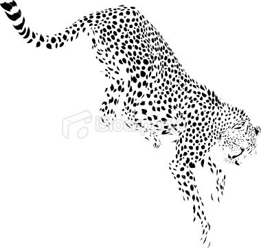380x362 Junping Cheetah Illustration In Black Lines Vector Art, Cheetahs