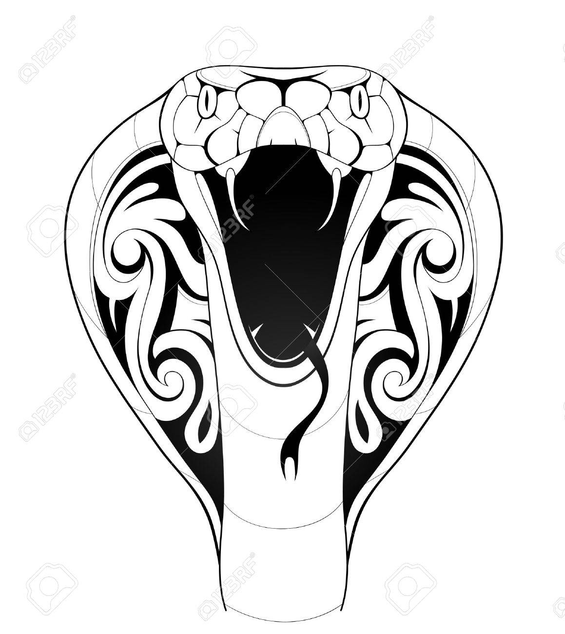 1159x1300 Vector Illustration With Cobra Snake Tattoo On White Royalty Free