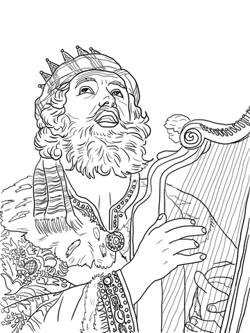 360x480 King David Playing The Harp Coloring Page Free Printable