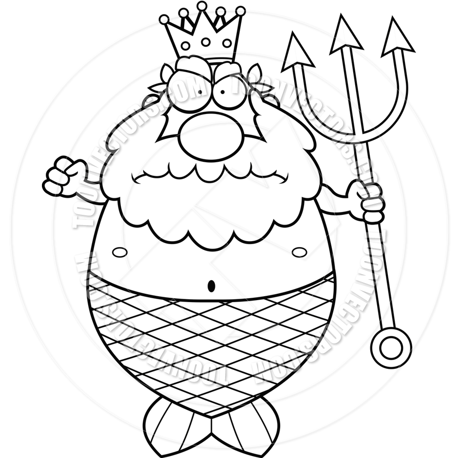 940x940 Angry King Neptune (Black And White Line Art) By Cory Thoman