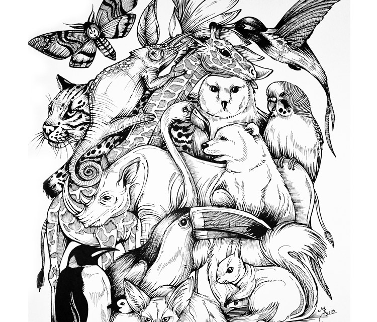 750x640 Animal Kingdom Drawing By Mirik Bodliak No. 2705