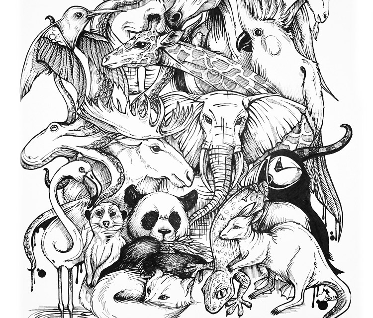 750x640 Animal Kingdom Drawing By Mirik Bodliak No. 2706