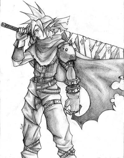 400x509 Kingdom Hearts Cloud Sketch By Ex M