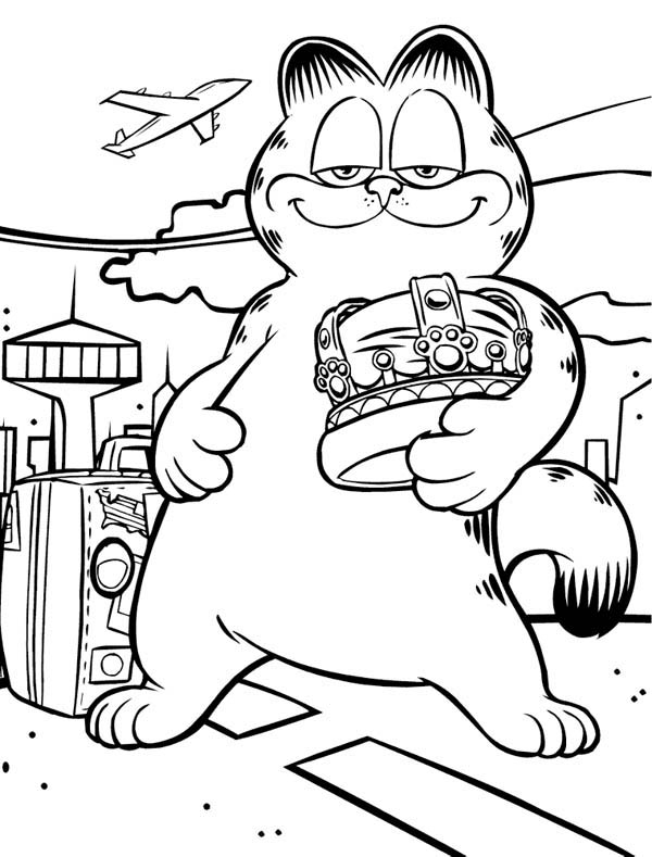 600x789 Garfield Holding Kings Crown Coloring Page