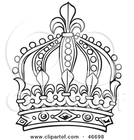 450x470 Clipart Illustration Of A Tall Black And White Ornate King Crown