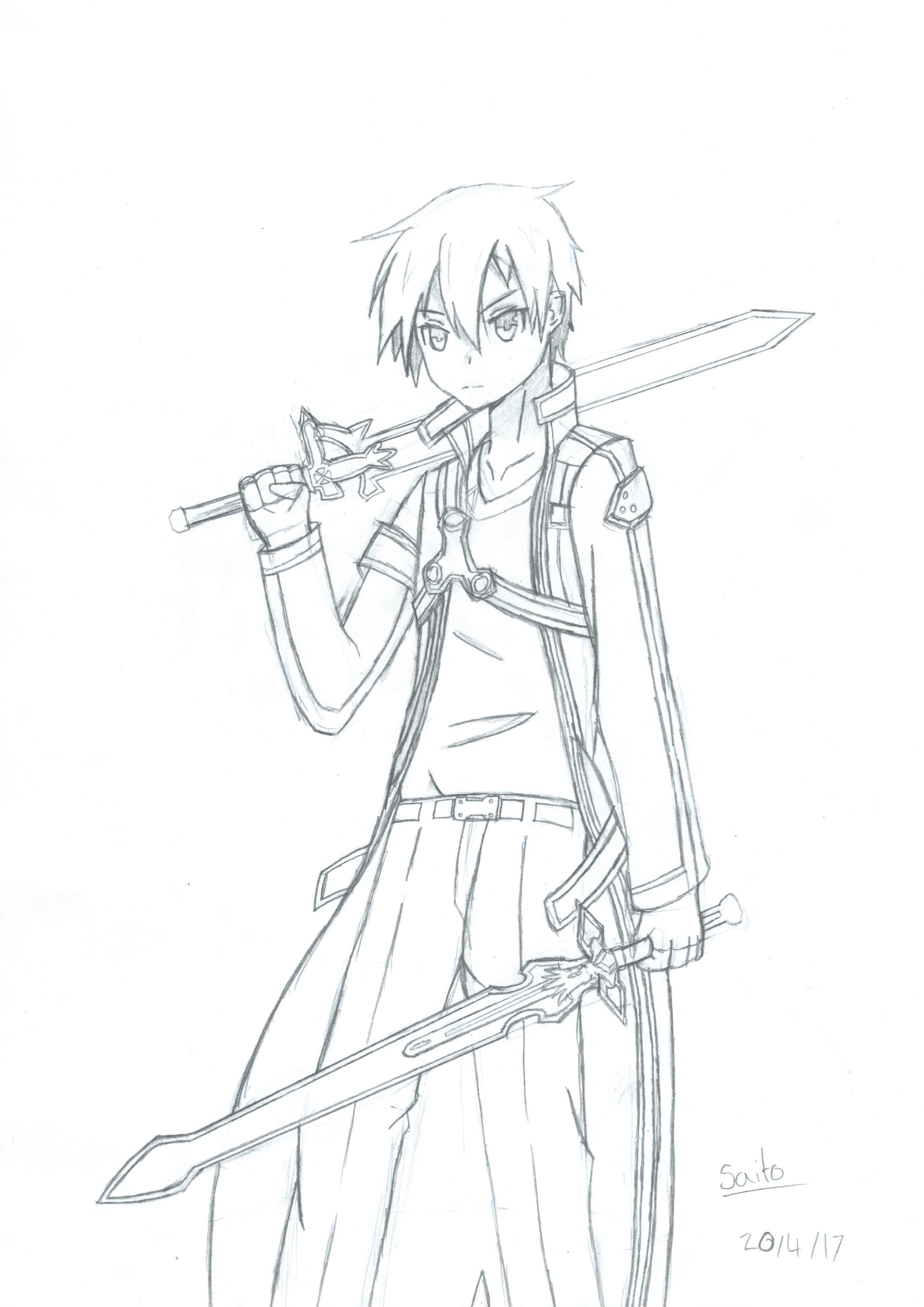 2481x3507 Kirito Fan Art (Drawing) By Saito04