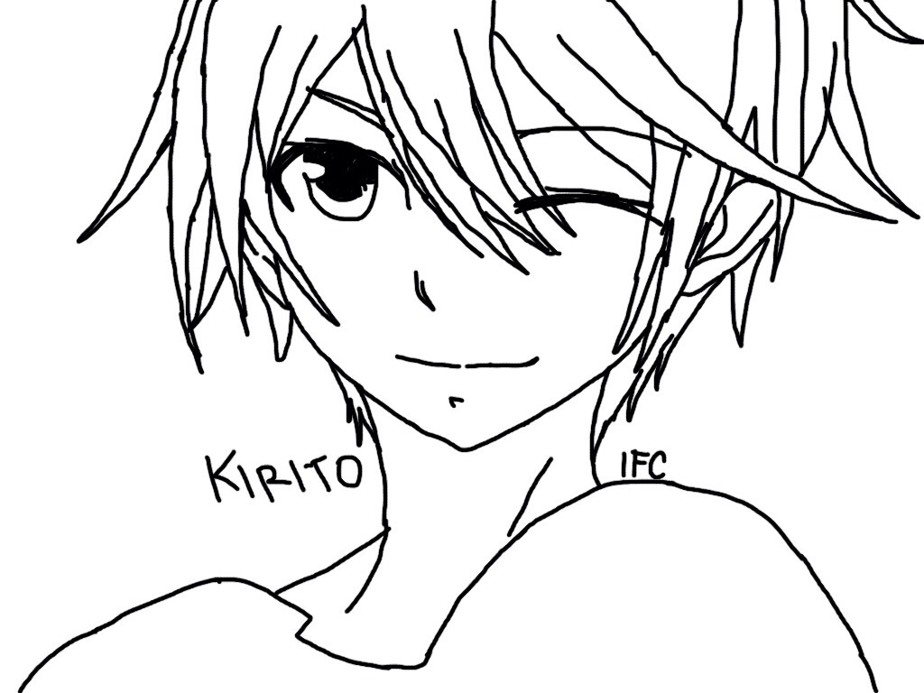 1024x768 Kirito From Sao Drawing By Officialifc