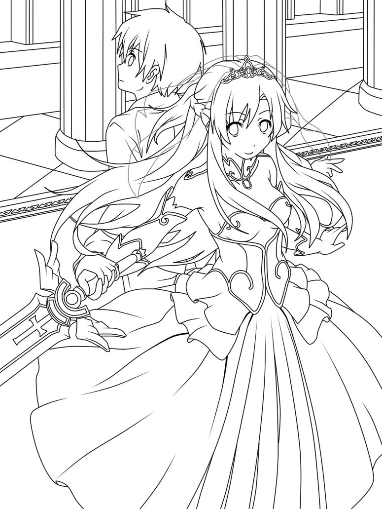 775x1031 Sword Art Online Kirito And Asuna Wedding Lineart By Kevin7788516