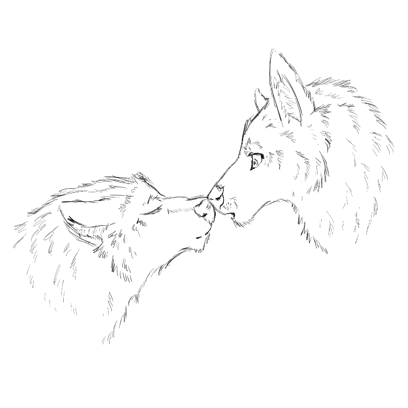 800x800 Wolf Kiss Lineart By Jinx135
