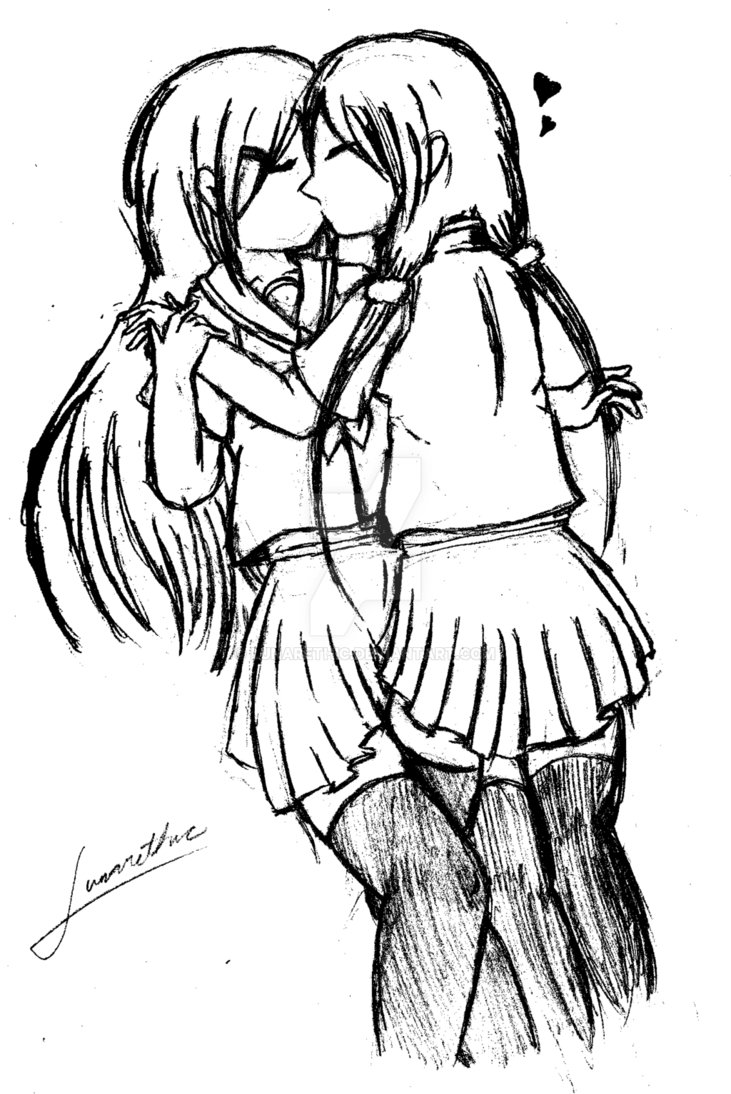 731x1094 Yuri Kissing By Lunarethic