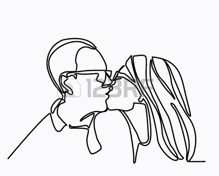 450x361 Romantic Illustration Of A Young Couple Kissing Vector Continuous