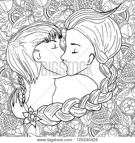 445x470 Vector Kissing Couple Doodle Style Vector Amp Photo Bigstock