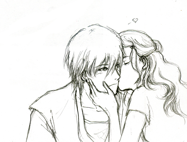 657x500 Because Zutara, Zutara Chaste Kiss Sketch By ~sorceressmyr