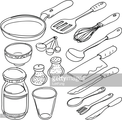 418x411 Kitchen Utensils Drawing Kitchen Utensils Collection Vector Art