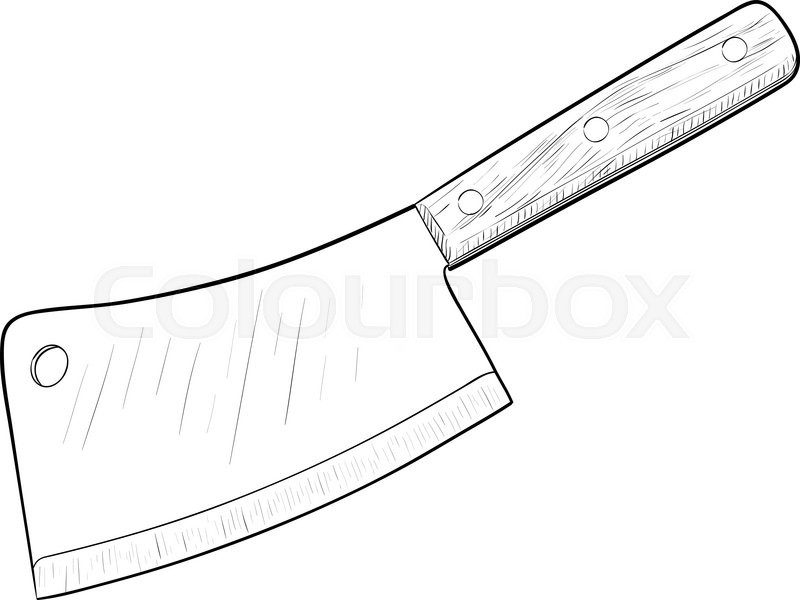 800x600 Kitchen Knife, Hand Drawn, Sketch Style, Isolated On White