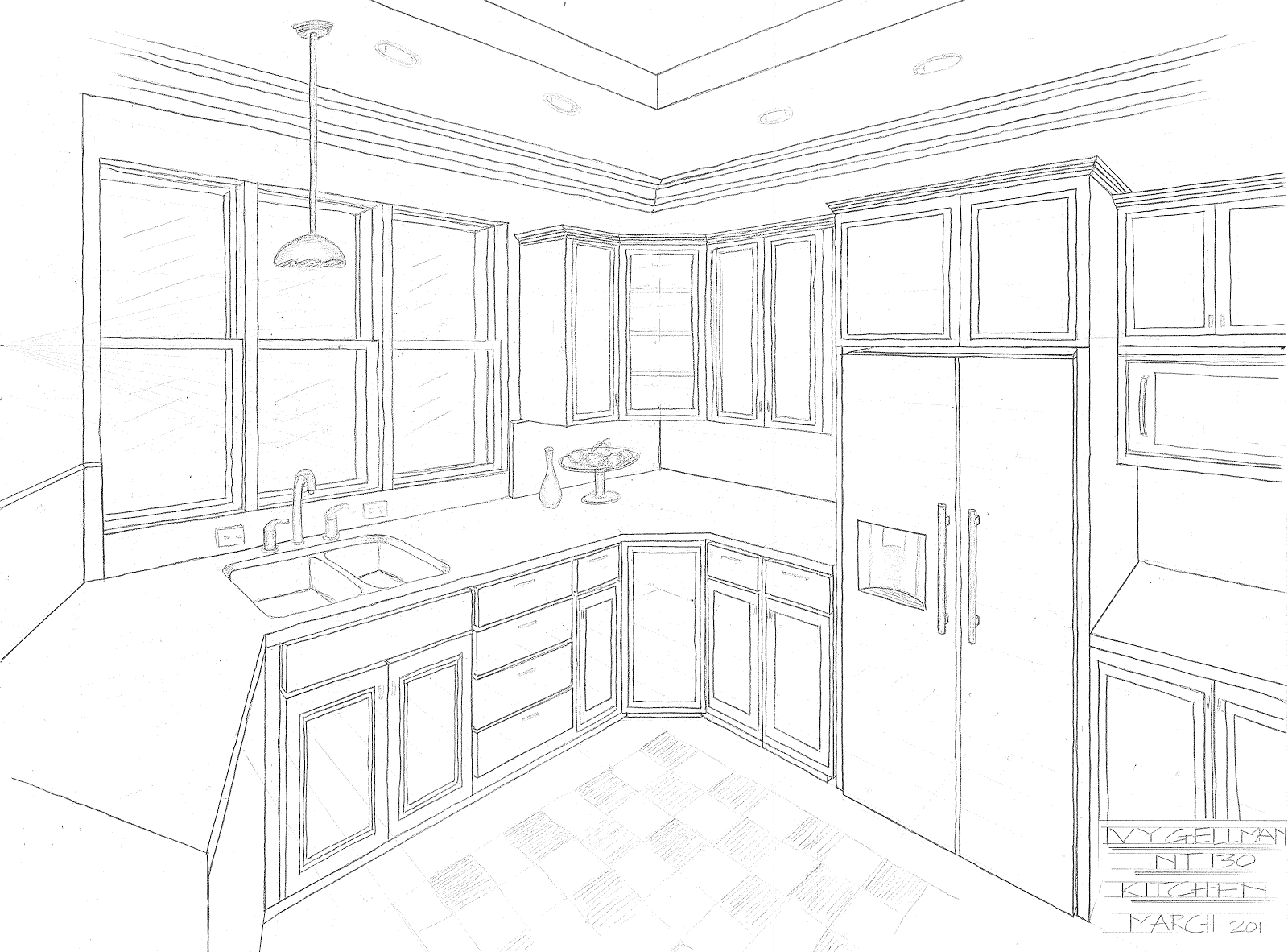 Kitchen Perspective Drawing at GetDrawings | Free download