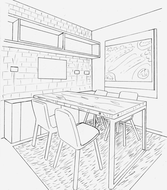 Kitchen Perspective Drawing at GetDrawings | Free download