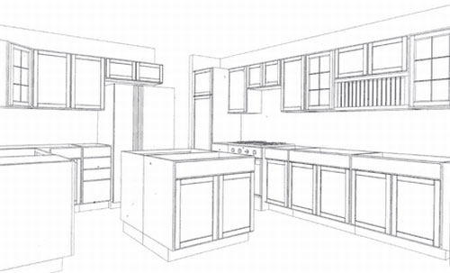500x303 Mechanical Drawing Or Floorplan Of A Residential Kitchen