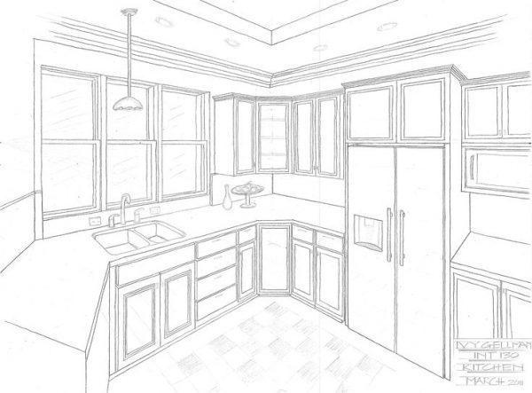 600x443 Kitchen Design Kitchen Sketch Floor Plan Interior Design
