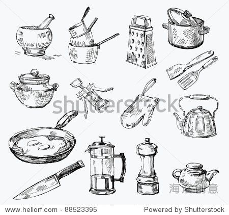 450x422 Kitchen Tools Drawings Kitchen Utensils Drawings Vector Free