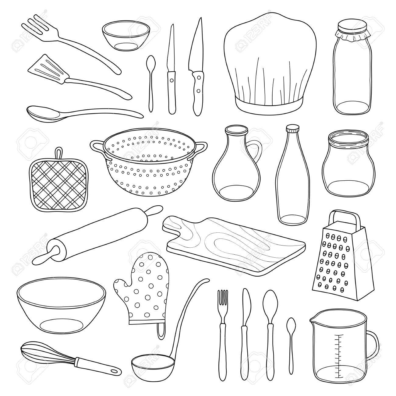 1300x1300 Kitchen Utensils Drawing