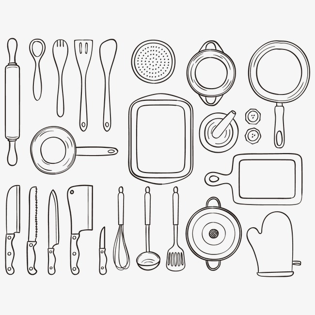 650x650 Lines Painted Vector Kitchen Tools, Kitchen Tools, Line, Hand