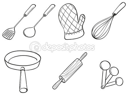 449x335 Silhouettes Of Kitchen Utensils Stock Vector Interactimages