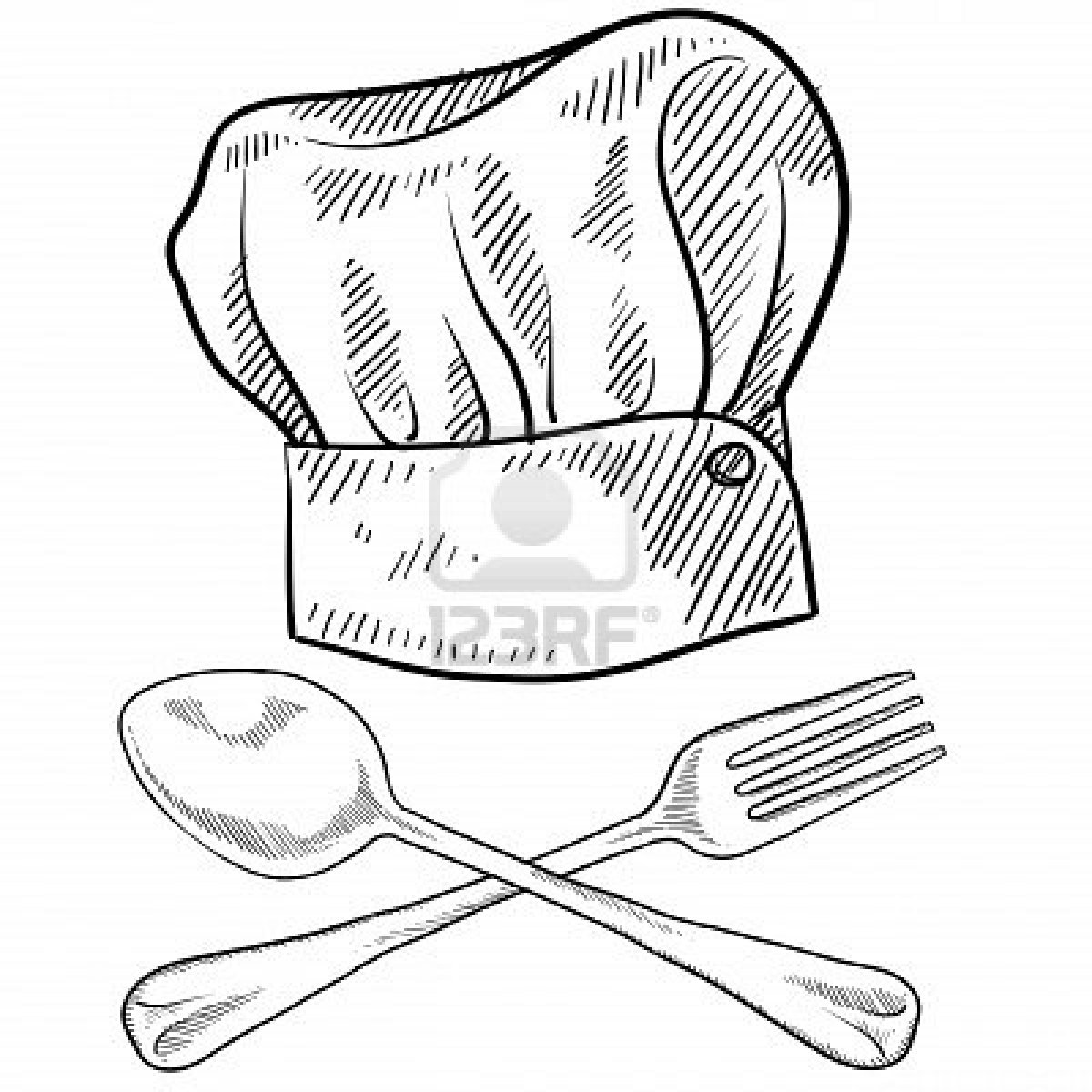 1200x1200 Doodle Style Chef Hat With Fork And Spoon Stock Photo Creativity
