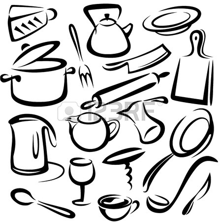 447x450 Kitchen Utensils Silhouette Vector Royalty Free Cliparts, Vectors