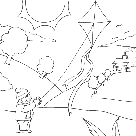 553x553 Kite Colouring Page