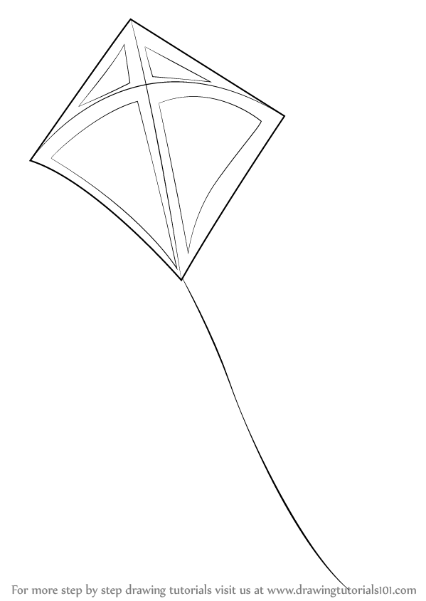 599x844 Learn How To Draw A Kite (Everyday Objects) Step By Step Drawing