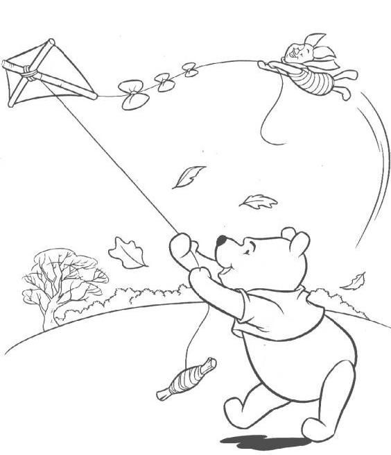 564x655 Pooh Amp Piglet Flying A Kite